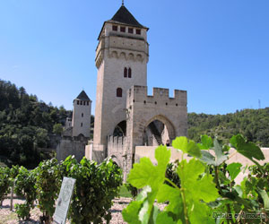 Le pont Valentré de Cahors et les vignes